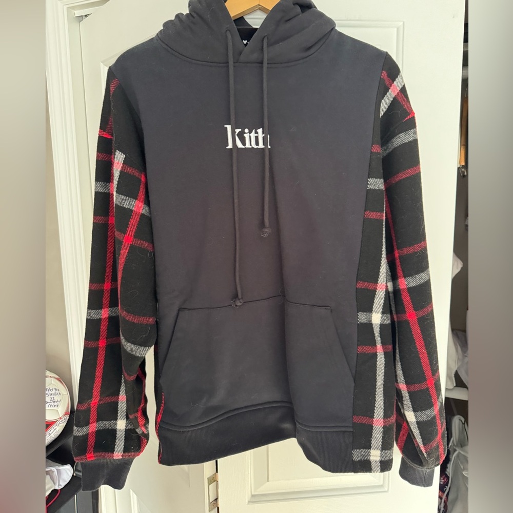 Men Kith x Disney Mickey Mouse Plaid Patchwork Hoodie